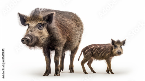 Wild boar with youngling