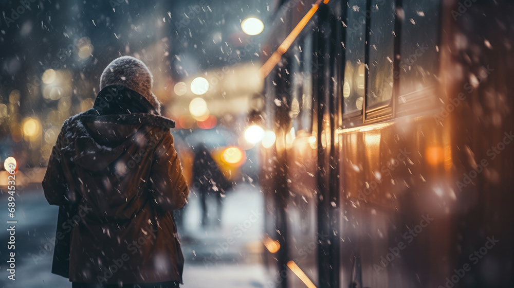 Snow motion blured city Generative Ai Snow motion blured city Generative Ai