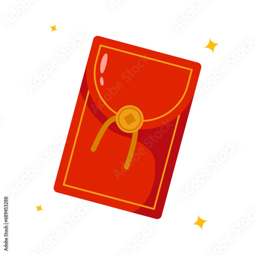 Chinese Red Packet Flat Design Illustration Vector Isolated on a White Background.