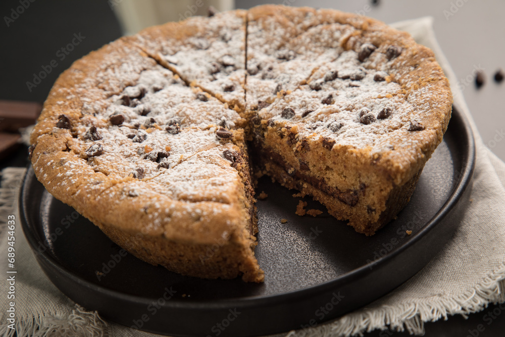 Pie pye de nutella cookie torta con chispas de chocolate comida dulce postre Pie pye de nutella cookie torta con chispas de chocolate comida dulce postre