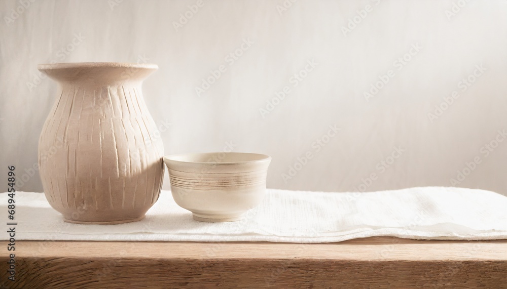 シンプルで美しい陶器　コピースペース