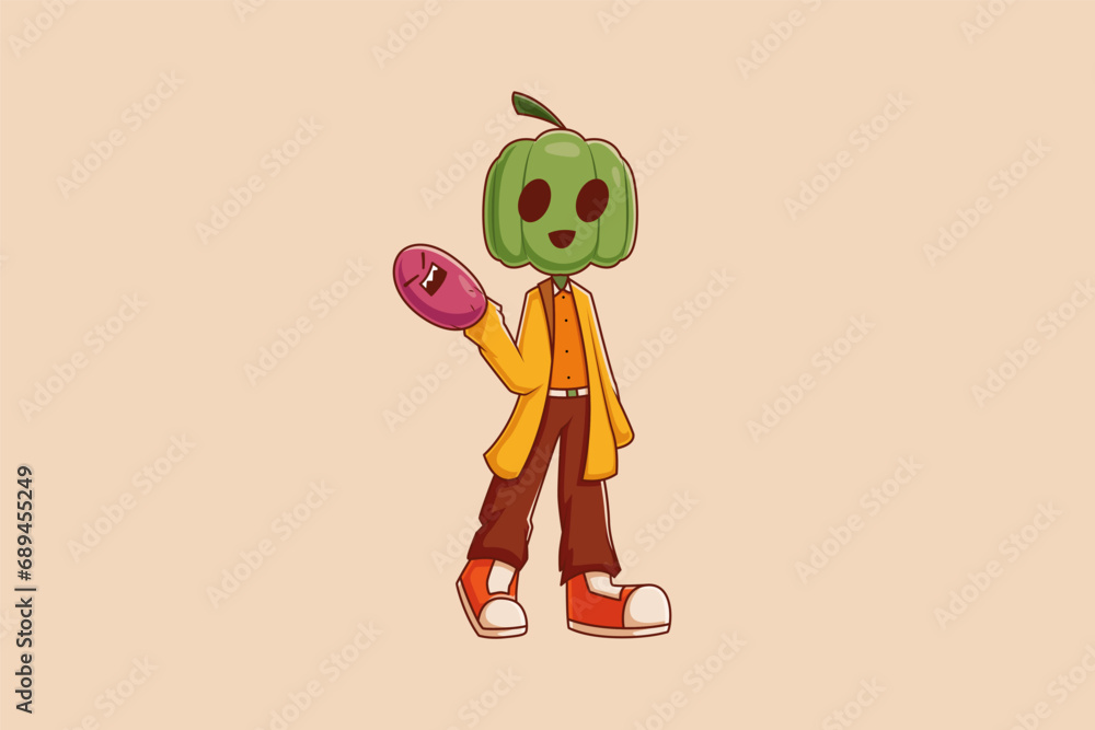 Obraz premium Cute Pumpkin Character Design Illustration