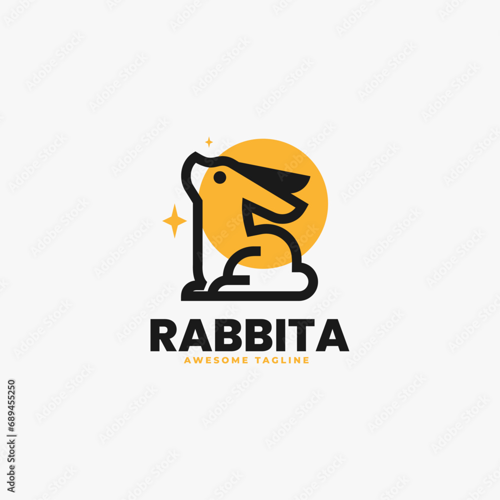 Vector Logo Illustration Rabbit Line Art Style. Vector Logo Illustration Rabbit Line Art Style.