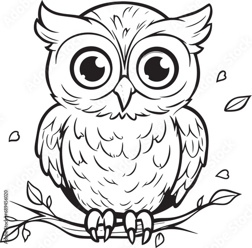 owl sitting on branch	
