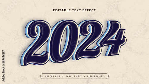 Beige blue and black 2024 3d editable text effect - font style