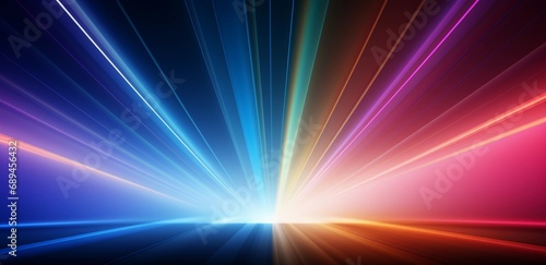 Abstract background with rainbow rays. Illuminated prismatic light beams, Color spectrum dance photo