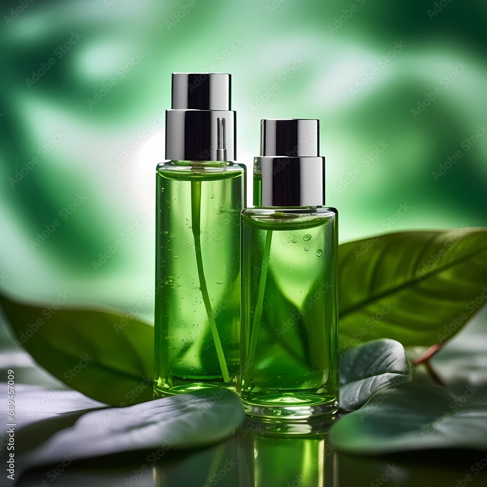 Lush Embellishments: Green Leaves Dance Around Bottles In Cosmetic Splendor Lush Embellishments: Green Leaves Dance Around Bottles In Cosmetic Splendor
