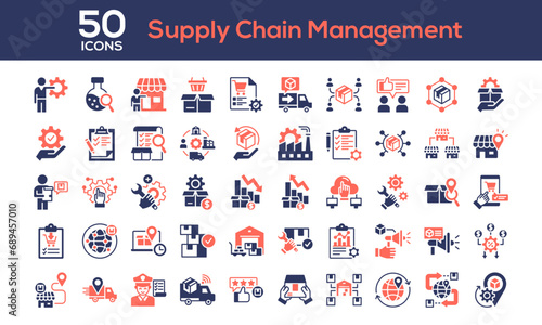 Supply Chain Management Mixed color Icon Collection