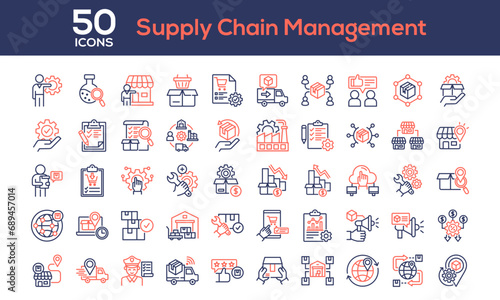 Supply Chain Management Line color Icon Collection