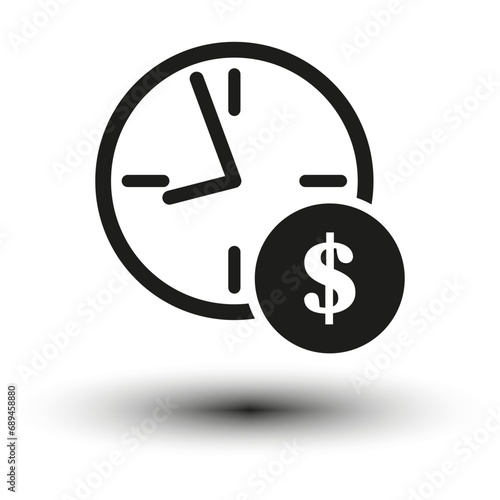Time is money icon. Clock and dollar line symbol. Vector illustration. EPS 10.