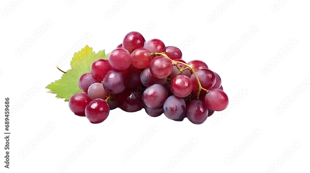 Freshand tasty grapes on a white png background, Generative Ai