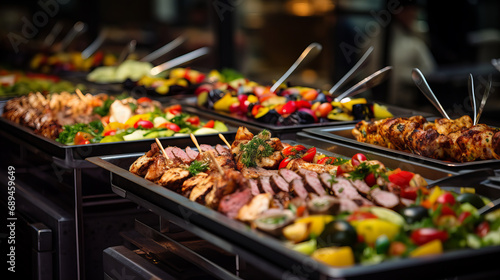 A trays of food on a table catering