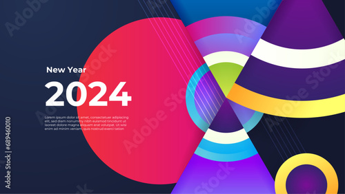 Colorful colourful vector abstract new year 2024 banners shapes element
