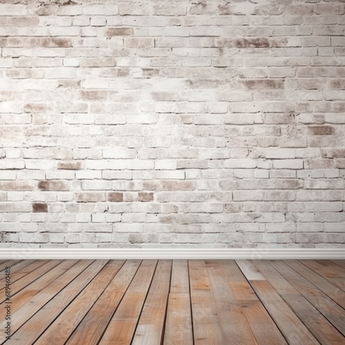 empty room Brick wall with wood floor © chaynam