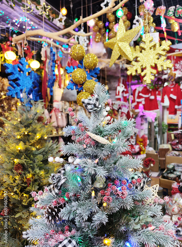 Christmas decorated Tree with dectoration,holiday concept.