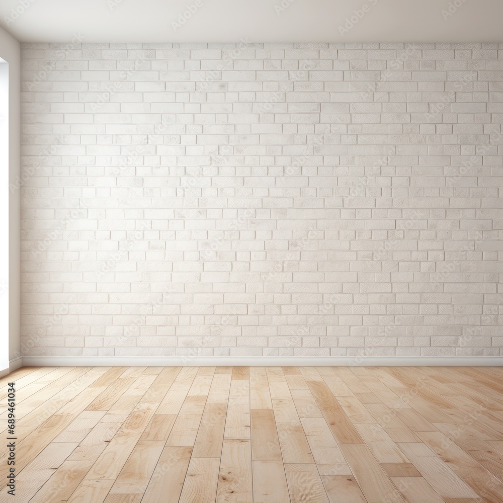 empty room white Brick wall