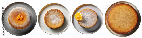 a collection of fluffy sponge cakes on a plate, top view
