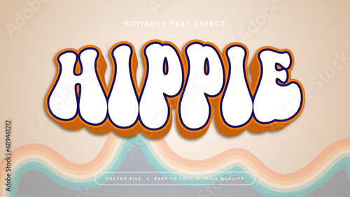 Colorful colourful hippie 3d editable text effect - font style