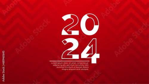 Red and white vector abstract new year 2024 banners shapes element. Happy new year 2024 background