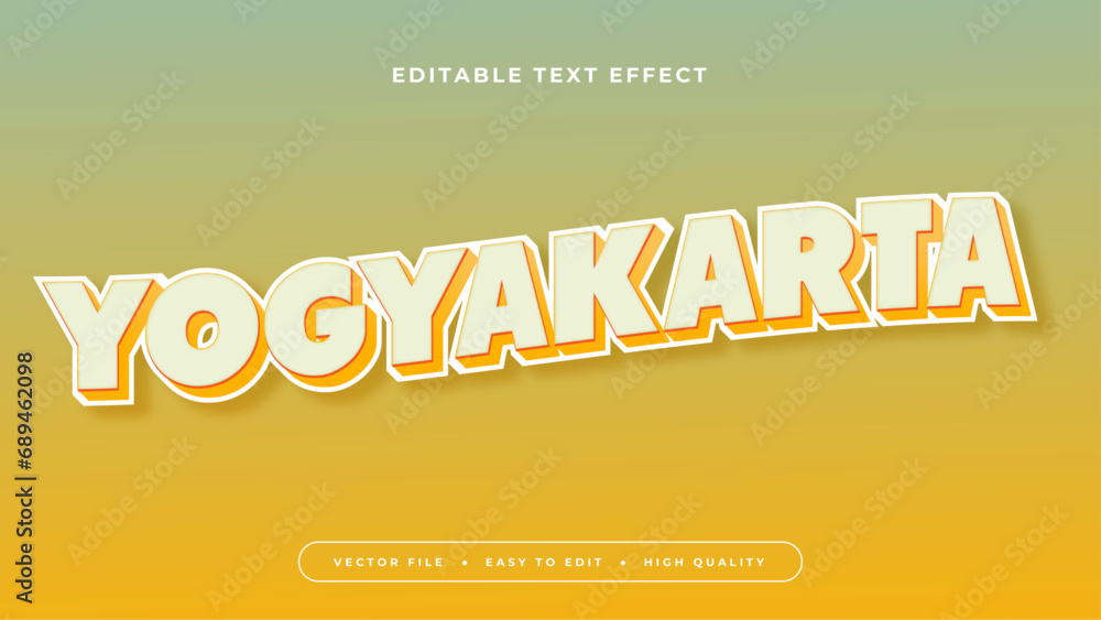 Yellow green and beige yogyakarta 3d editable text effect - font style