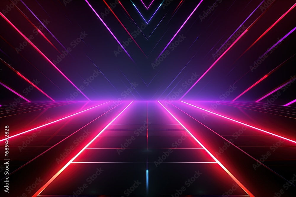 Party Pulse Abstract Neon Waves Fantastic Fusion Neon Lightscape,Neon Dance Floor Background - obrazy, fototapety, plakaty 