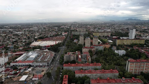 side drone shot of historic urban centre of tlatelolco in mexico city photo