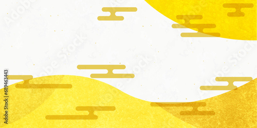 金色の雲のある抽象的な和風背景素材