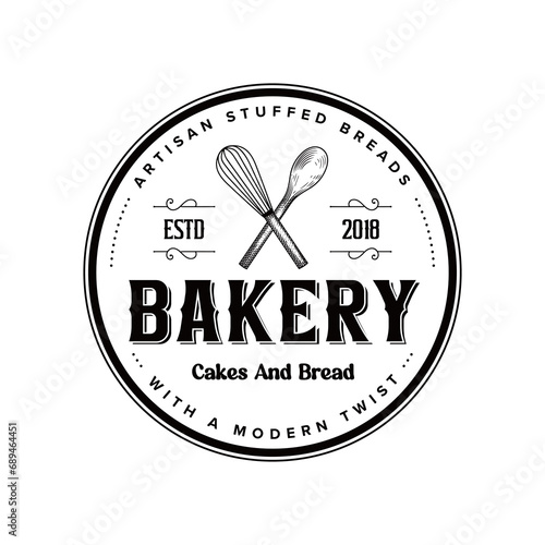 Bakery Logo Design Simple Black Badge Organic Homemade Bread Idea