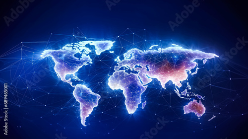 World map illuminated a dynamic illustration