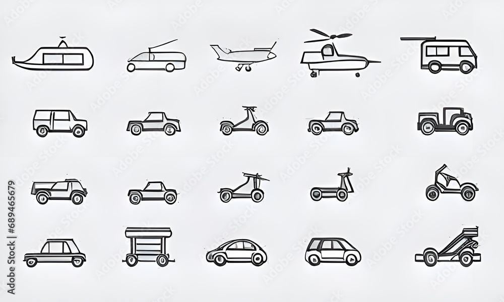 Vehicle Line Editable Icons set. Vector illustration in modern thin line style of transport icons types