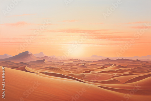 sunset over desert dunes  oil painting