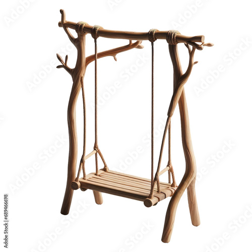 Wood swing isolated on transparent background