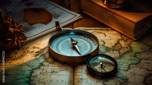 Old grunge retro map navigation vintage travel compass antiquity ancient discovery