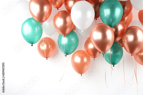 Colorful balloons on white background. 3D Rendering. Celebration concept