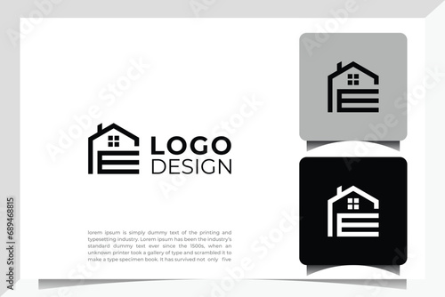 Initial letter E home house logo design. Vector illustration of home shaped for company