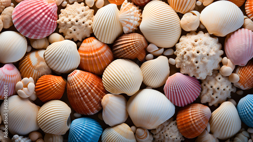 various Colorful seashell background  generative ai