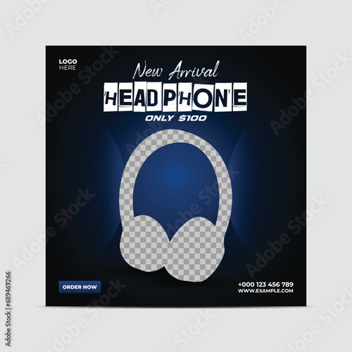 New arrival headphone social media post template