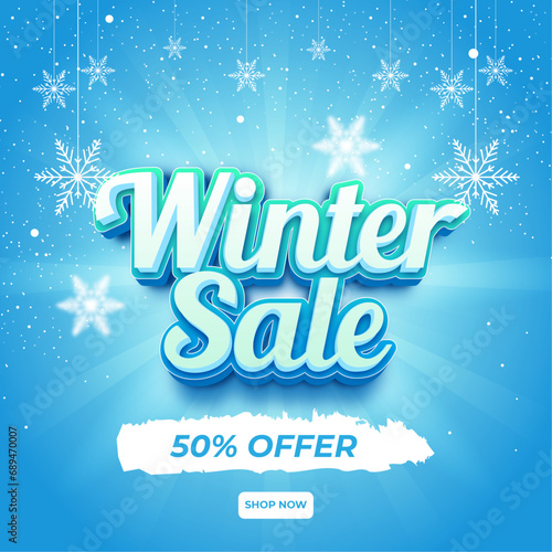 Winter sale 3d editable text effect style vector