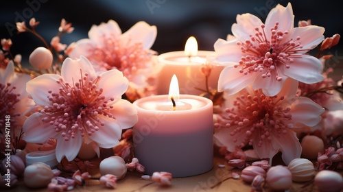 Candles and flower.
