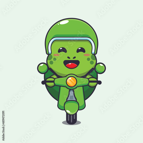 Cute turtle ride on scooter cartoon vector illustration.