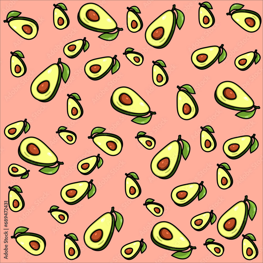 seamless peach background with avocadoes seamless peach background with avocadoes