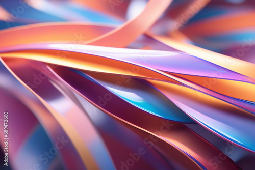 3D colorful curved ribbon. Abstract bright geometric background. Dynamic vector shape. 
