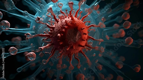 Intricate nature of a virus in a compelling 3D illustration - AI Generated Content photo