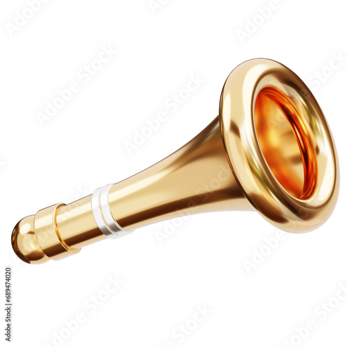 3D Golden Trumpet Musical Instrument