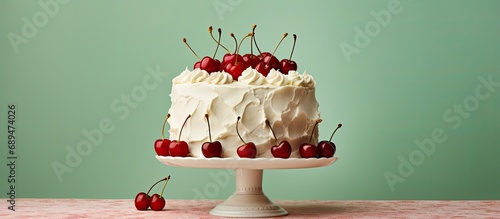 Cherry on top of vintage butter cream cake.