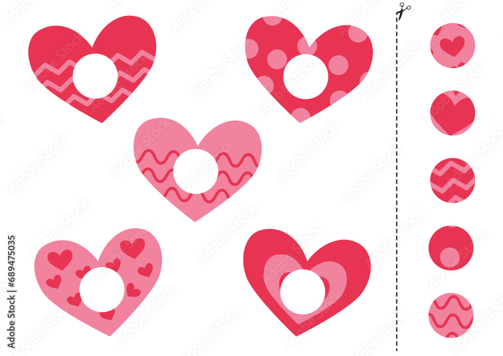 Cut and glue parts of cute cartoon pink valentine hearts. Cut and glue parts of cute cartoon pink valentine hearts.