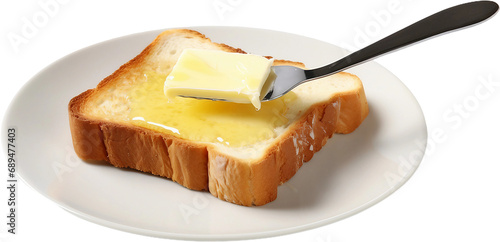 butter on the bread isolated photo