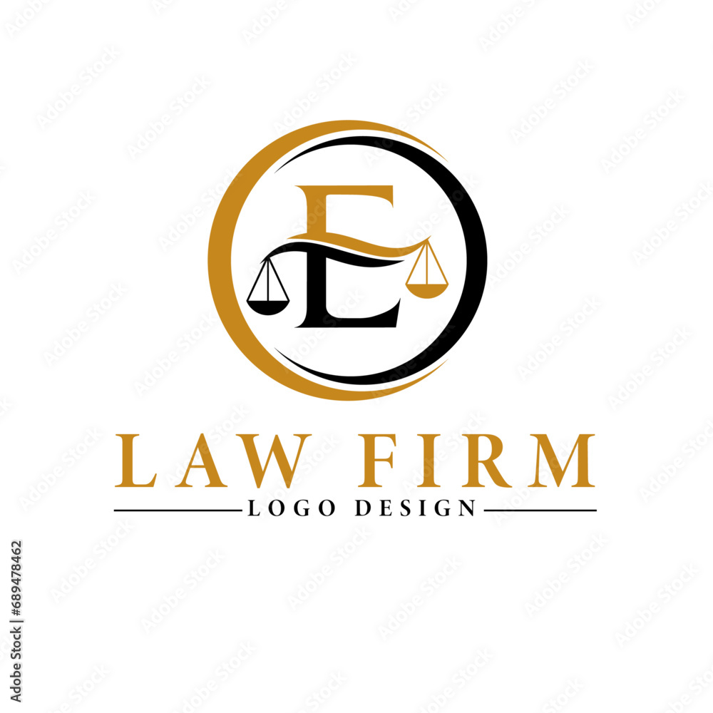 E Letter Law firm logo design. E Letter Law firm logo design.