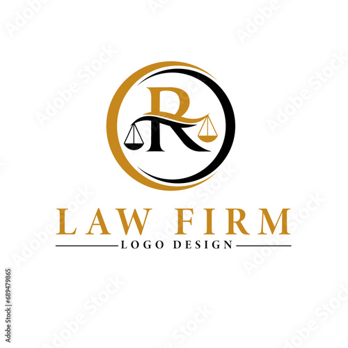 R Letter Law firm logo design.