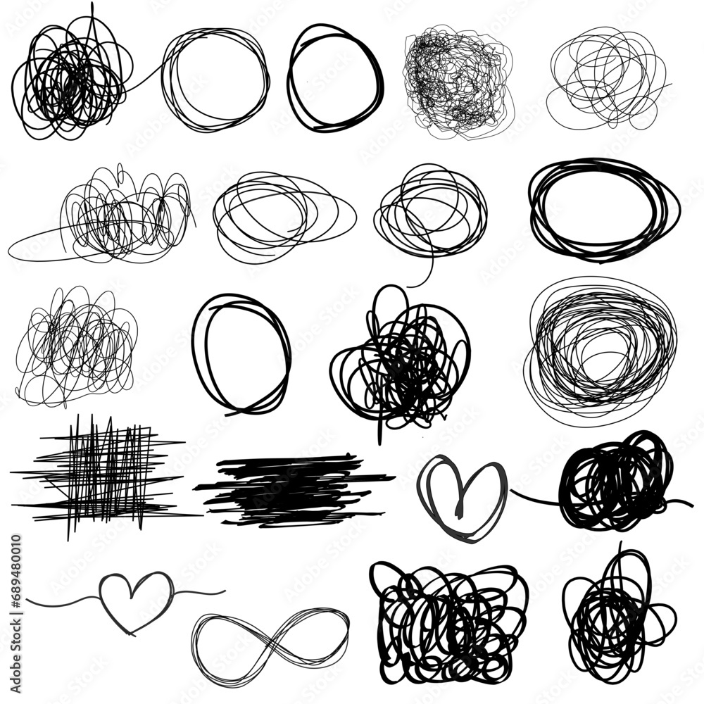 Abstract Line Scribbles Set Colllection - obrazy, fototapety, plakaty 